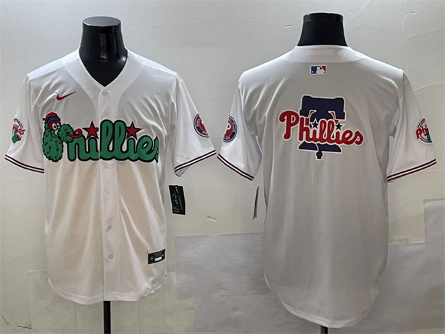 Men's Philadelphia Phillies Team Big Logo White Phanatic Limited Stitched Jersey Men's Philadelphia Phillies Team Big Logo White Phanatic Limited Stitched Jersey