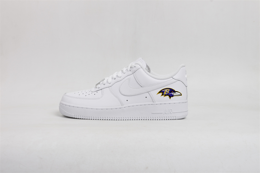 Men's Baltimore Ravens Air Force 1 Low White Shoes 001 Men's Baltimore Ravens Air Force 1 Low White Shoes 001