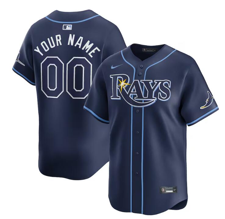 Men's Tampa Bay Rays Customized Navy Away Limited Stitched Baseball Jersey Men's Tampa Bay Rays Customized Navy Away Limited Stitched Baseball Jersey
