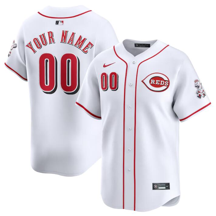 Men's Cincinnati Reds Active Player Custom White Home Limited Stitched Baseball Jersey Men's Cincinnati Reds Active Player Custom White Home Limited Stitched Baseball Jersey