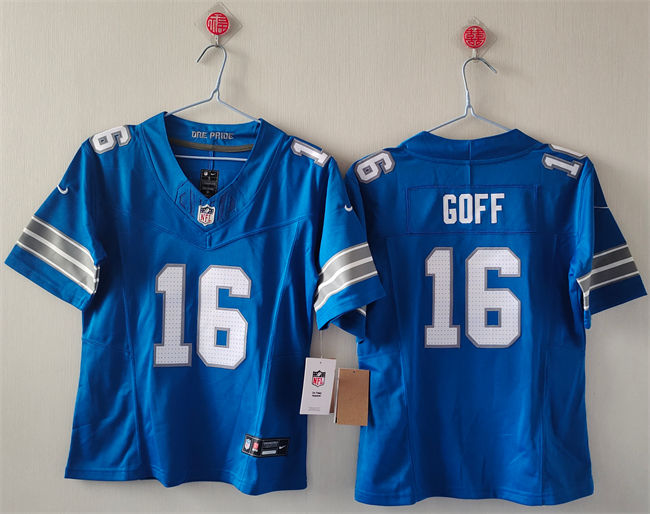 Women's Detroit Lions #16 Jared Goff Blue 2024 F.U.S.E. Vapor Limited Stitched Jersey(Run Smaller
