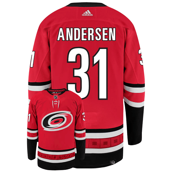 Men's Carolina Hurricanes #31 Frederik Andersen Red Stitched Jersey Men's Carolina Hurricanes #31 Frederik Andersen Red Stitched Jersey