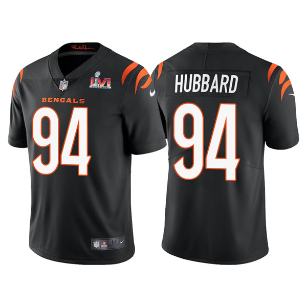 Men's Cincinnati Bengals #94 Sam Hubbard 2022 Black Super Bowl LVI Vapor Limited Stitched Jersey Men's Cincinnati Bengals #94 Sam Hubbard 2022 Black Super Bowl LVI Vapor Limited Stitched Jersey