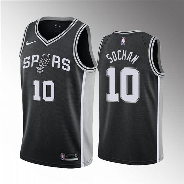 Men's San Antonio Spurs #10 Jeremy Sochan Black Icon Edition Stitched ...