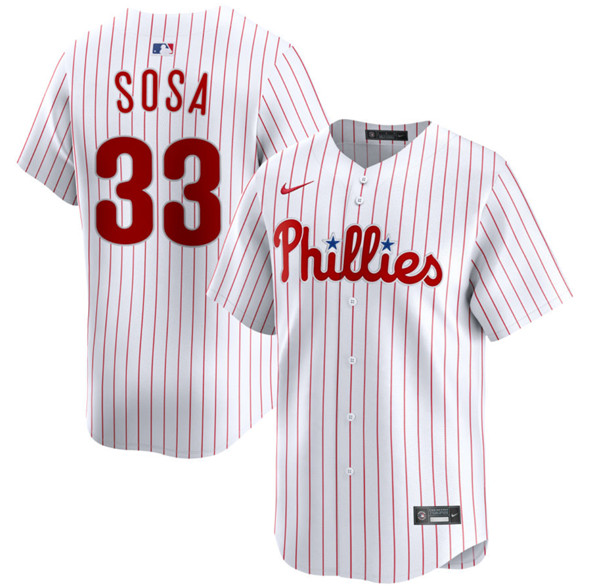 Men's Philadelphia Phillies #33 Edmundo Sosa White Limited Stitched Baseball Jersey