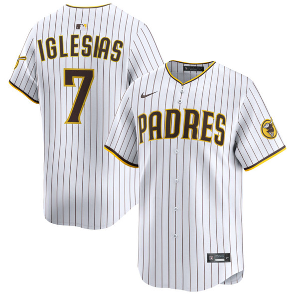 Men's San Diego Padres #7 Jose Iglesias White Limited Stitched Baseball Jersey