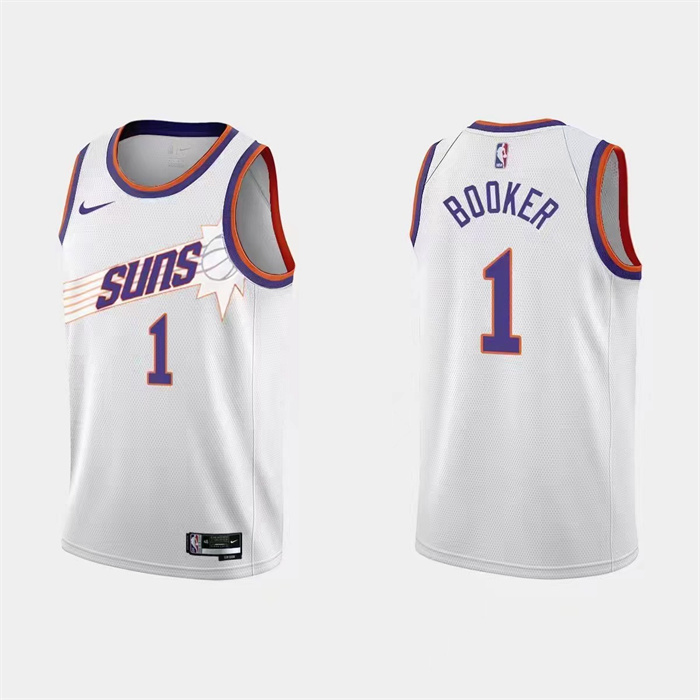 Men's Phoenix Suns #1 Devin Booker White Association Edition Stitched Jersey Men's Phoenix Suns #1 Devin Booker White Association Edition Stitched Jersey