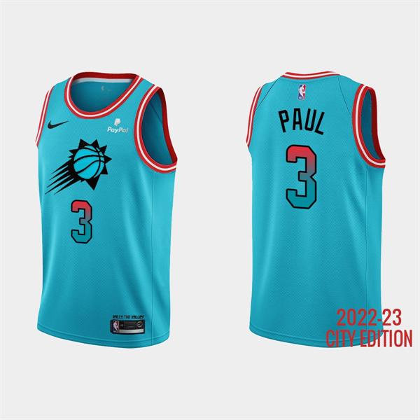 Men's Phoenix Suns #3 Chris Paul 2022-23 Blue City Edition Stitched Basketball Jersey Men's Phoenix Suns #3 Chris Paul 2022-23 Blue City Edition Stitched Basketball Jersey