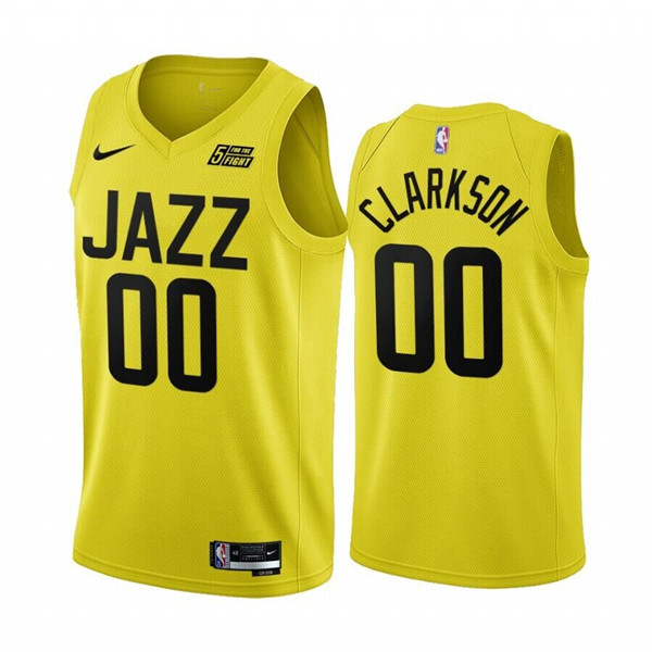 Men's Utah Jazz #00 Jordan Clarkson 2022/23 Yellow Icon Edition Stitched Basketball Jersey Men's Utah Jazz #00 Jordan Clarkson 2022/23 Yellow Icon Edition Stitched Basketball Jersey