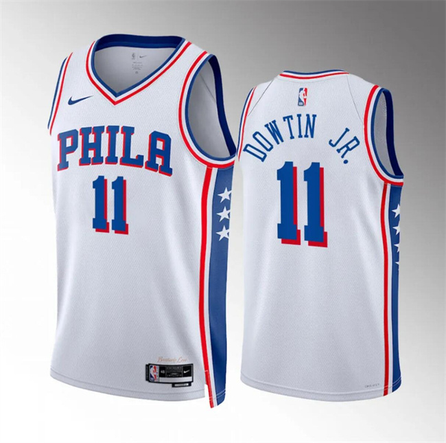 Men's Philadelphia 76ers #11 Jeff Dowtin Jr Stitched White Association Edition Jersey Men's Philadelphia 76ers #11 Jeff Dowtin Jr Stitched White Association Edition Jersey