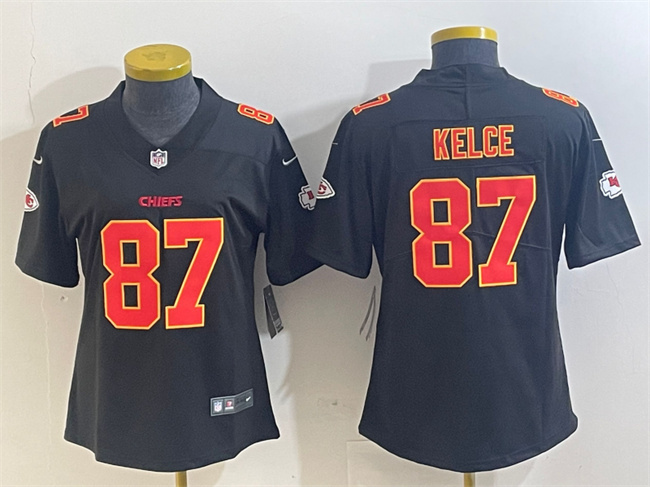 Women's Kansas City Chiefs #87 Travis Kelce Stitched Black Vapor Untouchable Limited Football Jersey(Run Small)