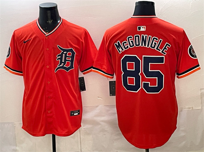 Men's Detroit Tigers #85 Kevin McGonigle Orange 2026 Alternate Vapor Premier Limited Stitched Baseball Jersey Men's Detroit Tigers #85 Kevin McGonigle Orange 2026 Alternate Vapor Premier Limited Stitched Baseball Jersey