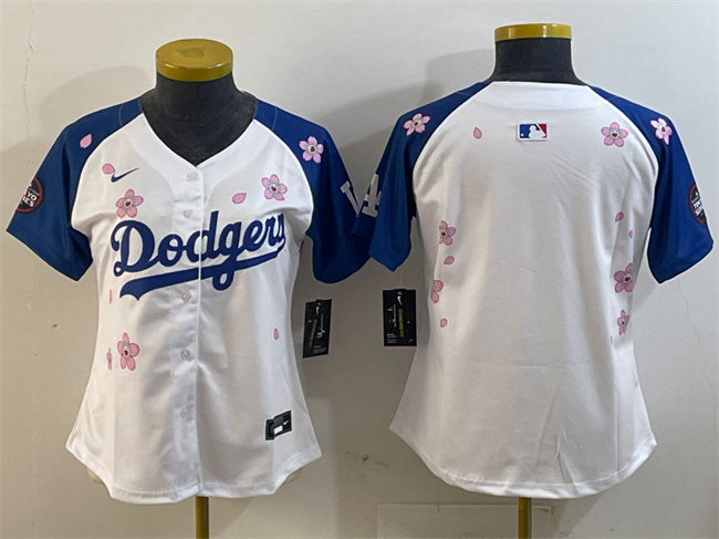 Youth Los Angeles Dodgers Blank White/Royal 2025 Tokyo Series Limited Stitched Baseball Jersey