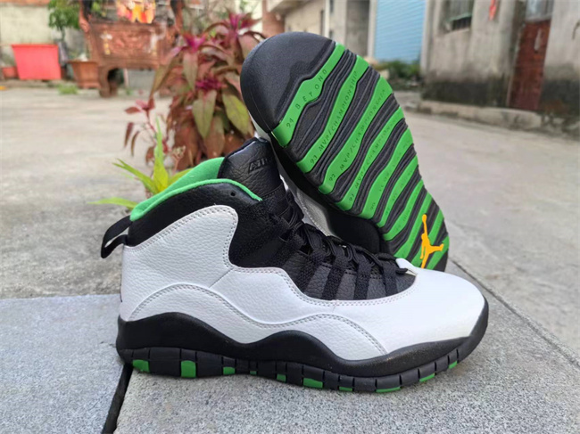 Men's Running Weapon Air Jordan 10 White/Green Shoes 002