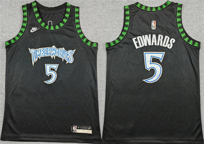 Youth Minnesota Timberwolves #5 Anthony Edwards Black 2025/26 Classic Edition Stitched Jersey Youth Minnesota Timberwolves #5 Anthony Edwards Black 2025/26 Classic Edition Stitched Jersey
